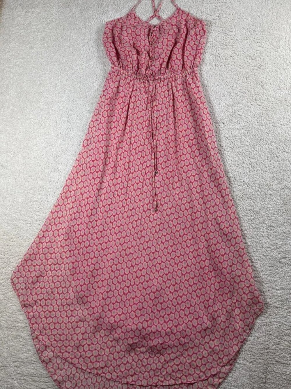 Juicy Couture Dress Womens XS Pink Floral Silk Maxi Sundress - New!